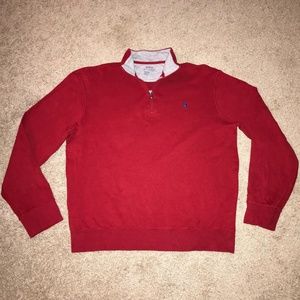Polo Ralph Lauren 1/4 Quarter Zip Pullover Shirt Sweater Mens M Red Gray Medium